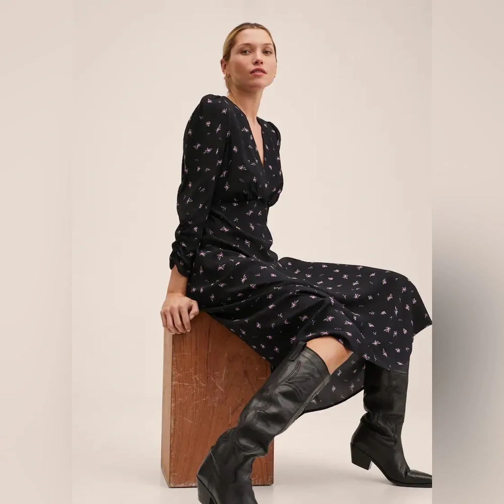 Mango MNG | black floral midi dress